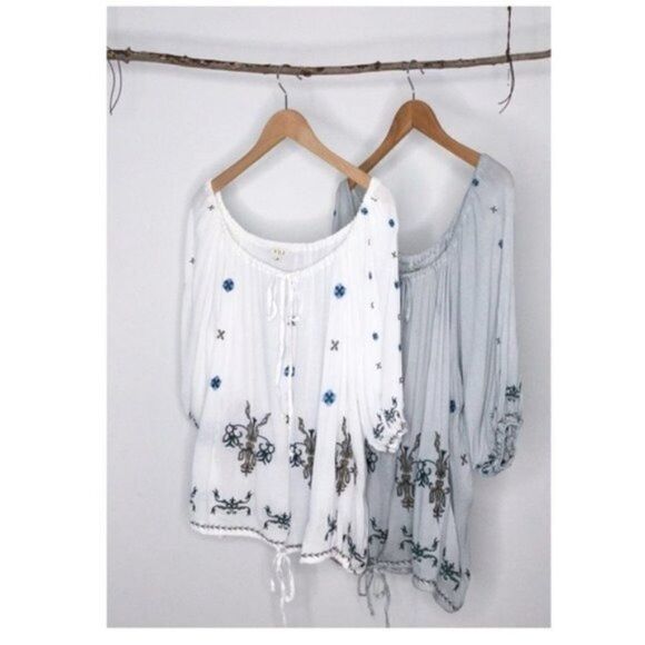 OFF White Boho Embroidered w/ Floral Detail Top - Picture 13 of 16